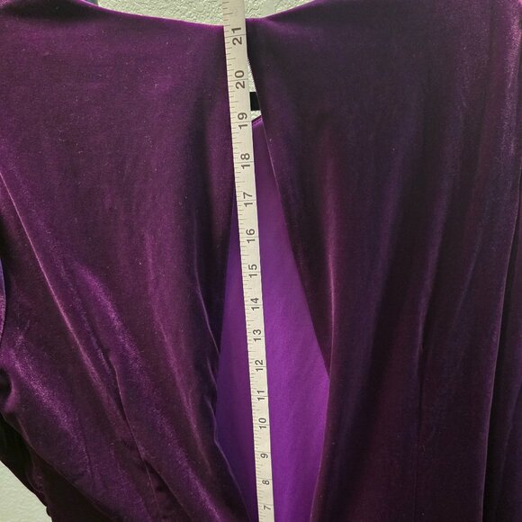 Maggy London Dress Size 16 Velvet Amethyst Purple Ruched Asymmetrical NWT - Picture 10 of 15